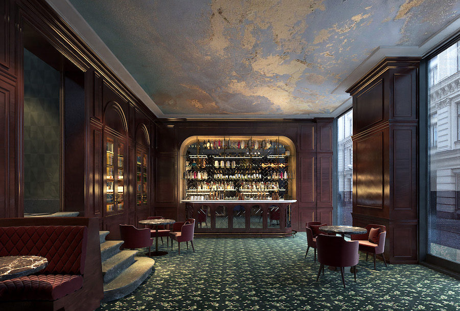 Bank Hotels bar I rustik stil.